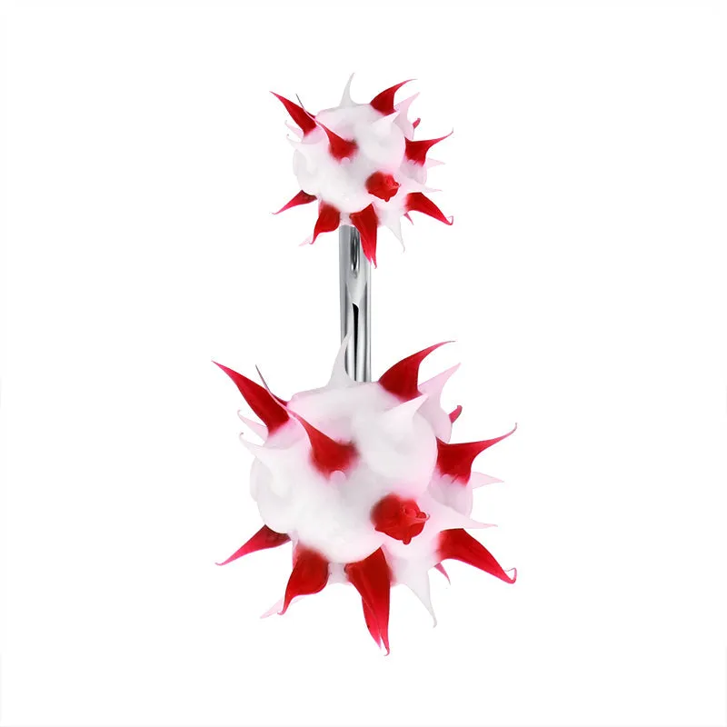 14G Surgical Steel Belly Button Ring Both Side Rubber Soft Ball Funny Navel Ring Piercing