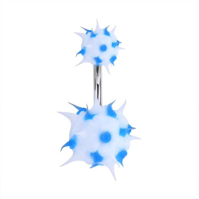 14G Surgical Steel Belly Button Ring Both Side Rubber Soft Ball Funny Navel Ring Piercing