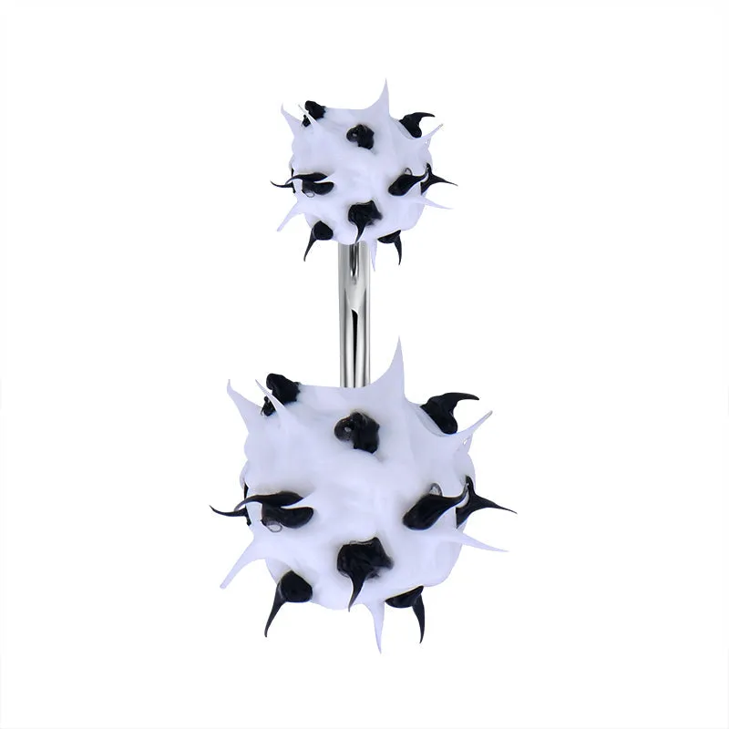 14G Surgical Steel Belly Button Ring Both Side Rubber Soft Ball Funny Navel Ring Piercing