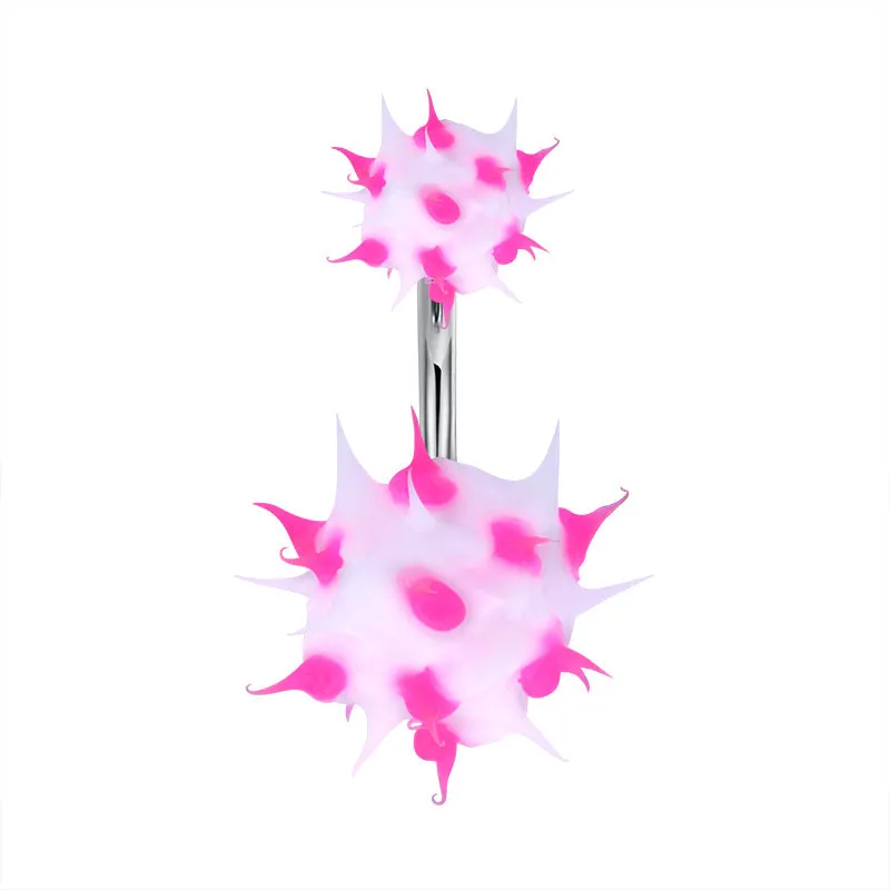 14G Surgical Steel Belly Button Ring Both Side Rubber Soft Ball Funny Navel Ring Piercing