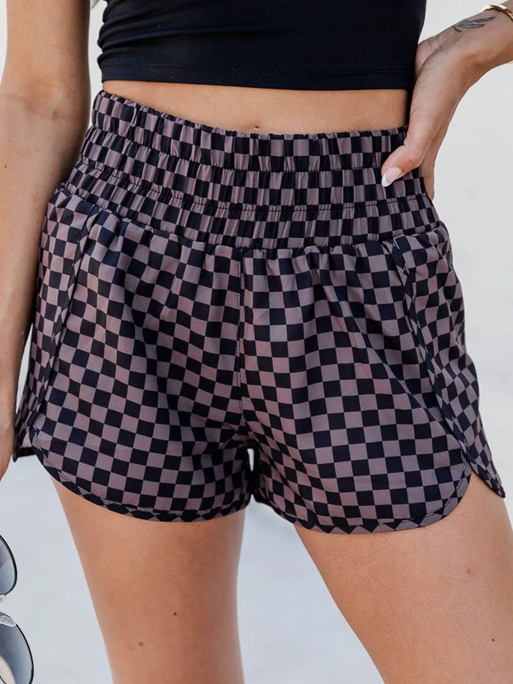 Activewear Checkered Shorts