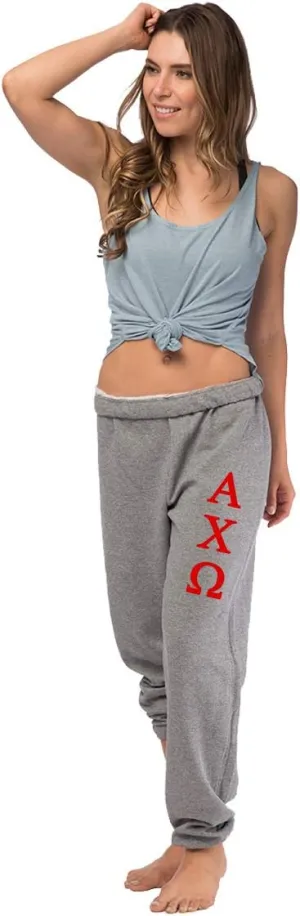 Alpha Chi Omega Oversized Boyfriend Sweatpants - A CHI O Sorority Joggers - Lounge Pants - Unisex Sizing