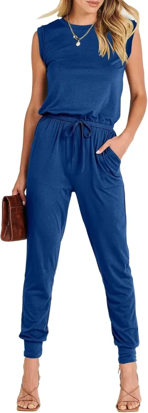 ANRABESS Womens Summer Crewneck Sleeveless Casual Dressy Loose Stretchy Jumpsuits Rompers 2025 Trendy Outfits