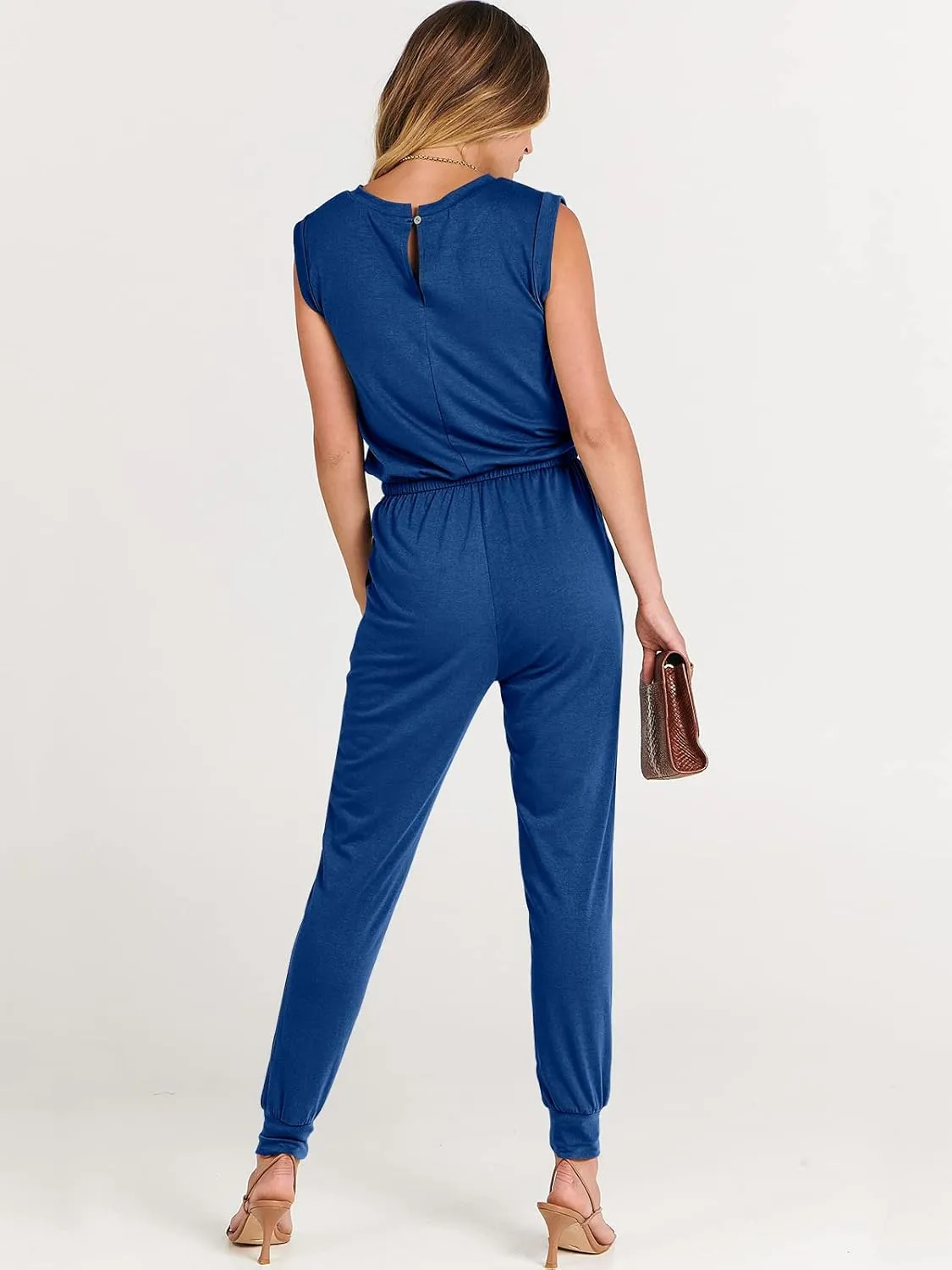 ANRABESS Womens Summer Crewneck Sleeveless Casual Dressy Loose Stretchy Jumpsuits Rompers 2025 Trendy Outfits