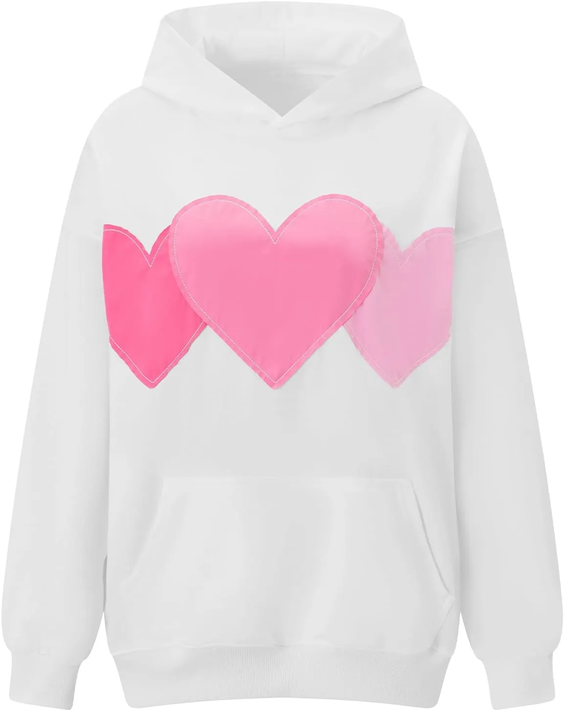 Argeousgor Women's Fall Loose Hoodies Heart Applique Long Sleeve Hood Pullover with Kangaroo Pocket