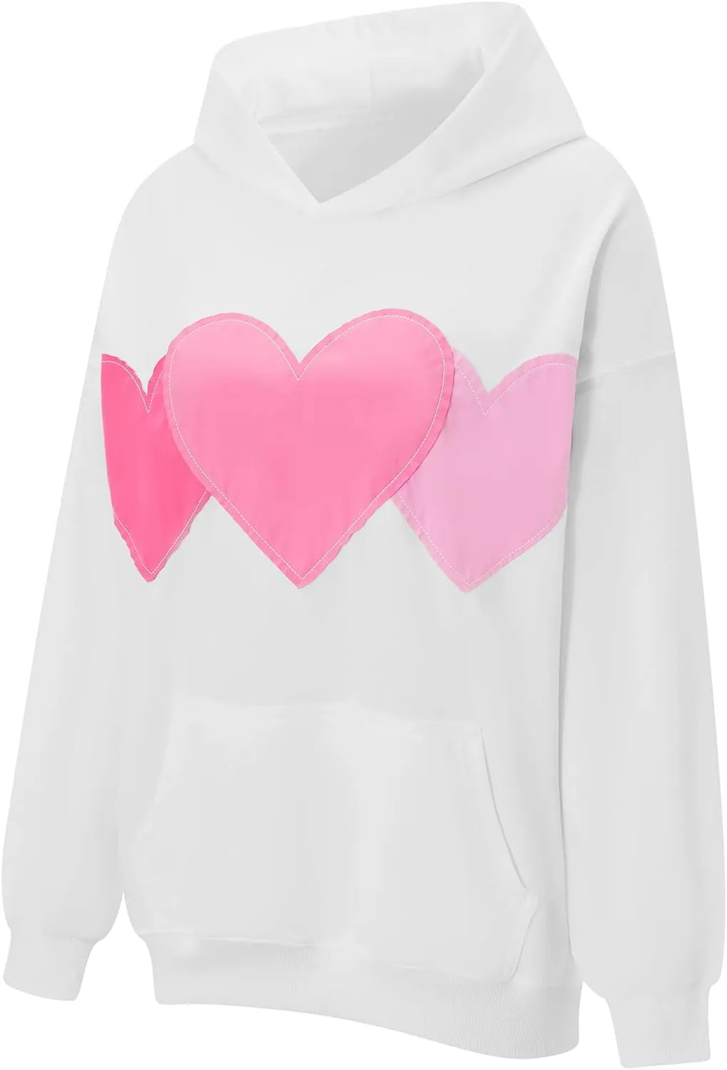 Argeousgor Women's Fall Loose Hoodies Heart Applique Long Sleeve Hood Pullover with Kangaroo Pocket