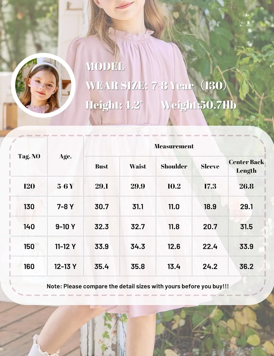 Arshiner Girls Long Sleeve Dress Party Midi Tiered Flowy Swing Dresses