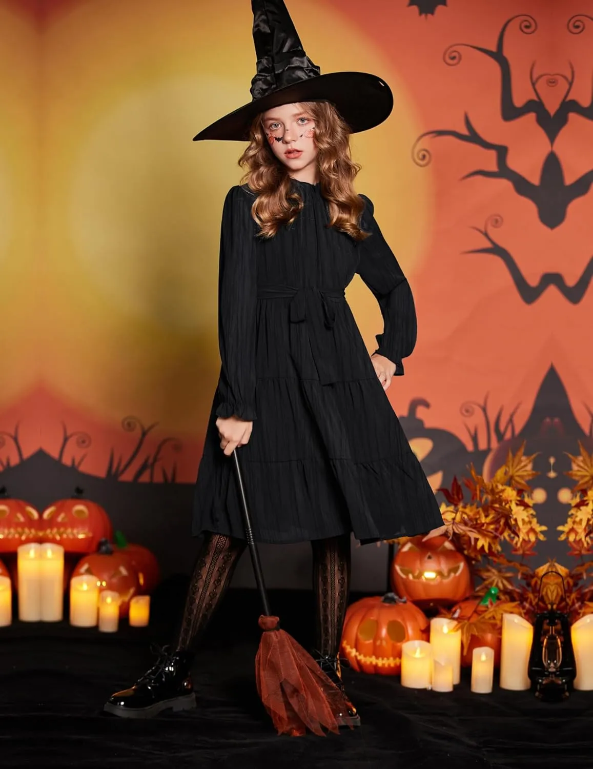 Arshiner Girls Long Sleeve Dress Party Midi Tiered Flowy Swing Dresses