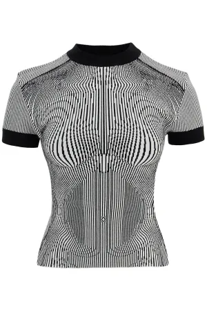 black and white striped viscose t-shirt