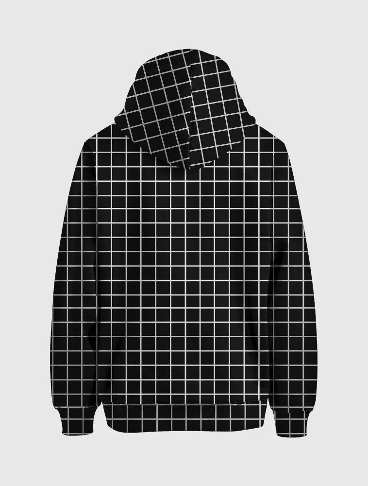 Black Grid Strawberry Kawaii Hoodie