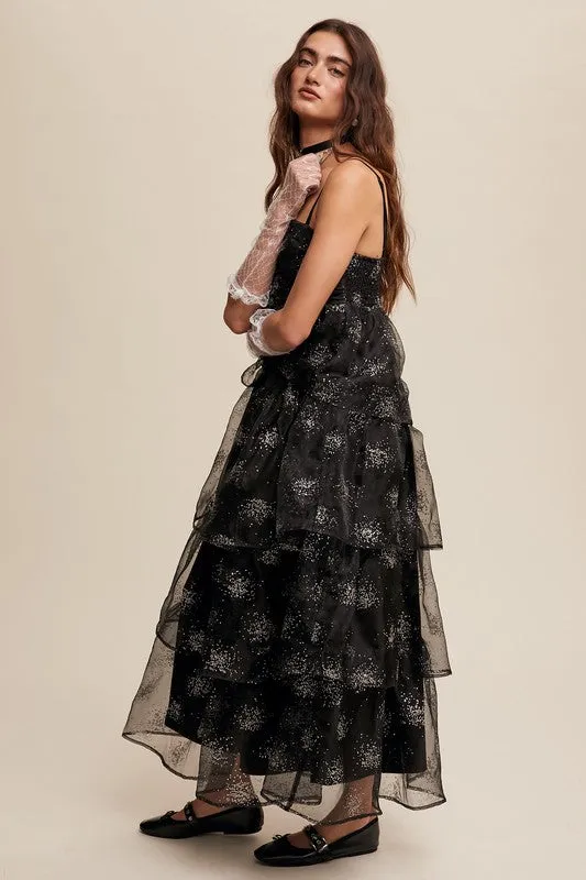 Black Layered Glitter Tulle Dress