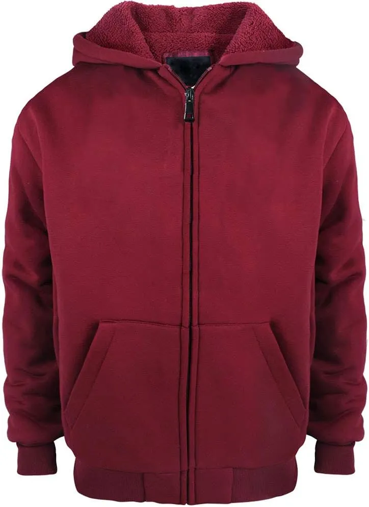 Boys Hoodies Full Zip Up Sherpa Lined Fleece Lined Athletic Youth Kids Sweatshirts,Size 8-16