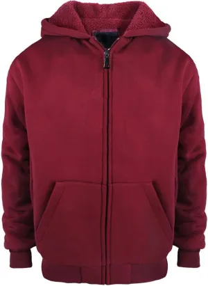 Boys Hoodies Full Zip Up Sherpa Lined Fleece Lined Athletic Youth Kids Sweatshirts,Size 8-16