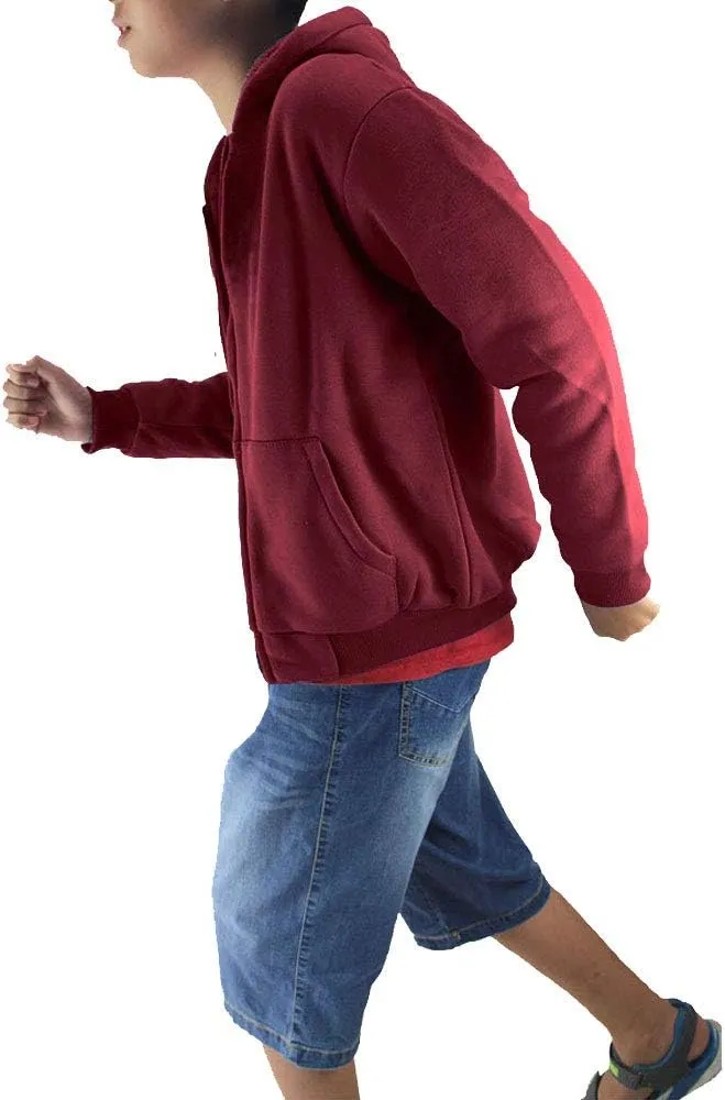 Boys Hoodies Full Zip Up Sherpa Lined Fleece Lined Athletic Youth Kids Sweatshirts,Size 8-16