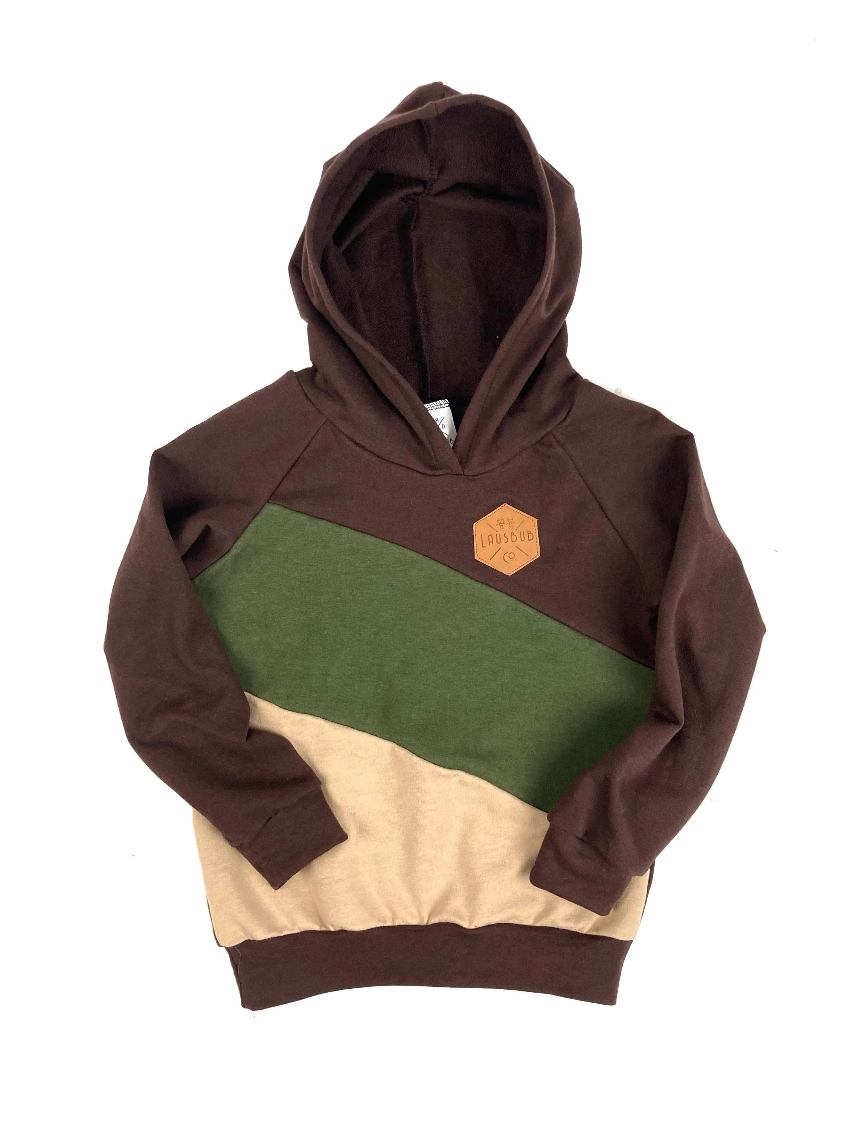 Brown Color Block Hoodie