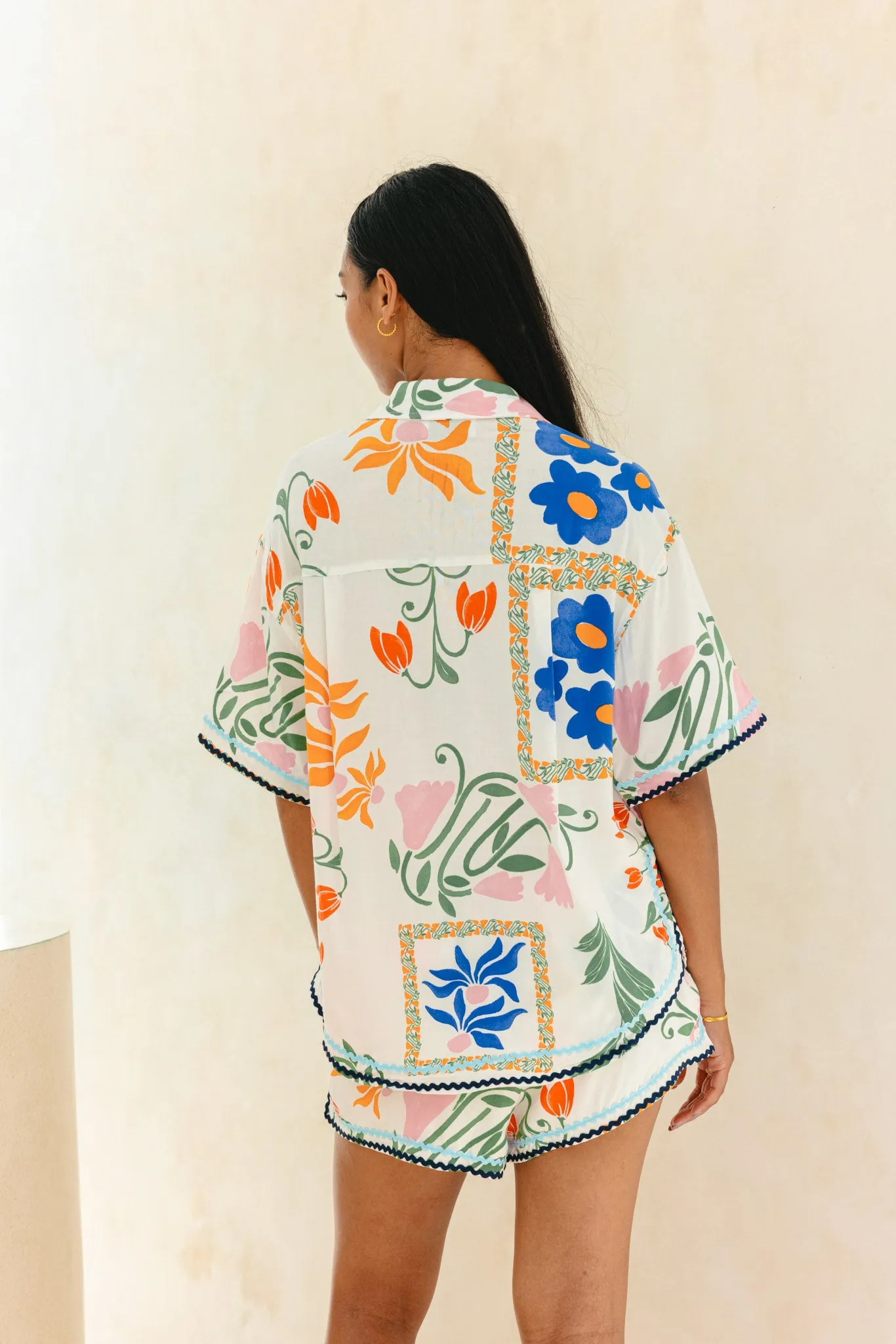 Calantha Multicolour Floral Ric Rac Shorts