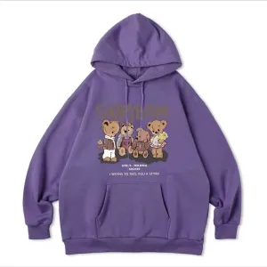 Casual Hooded Chic Drawstring Lovely Printing Female Hoodies Fashion Pocket Loose Simple Street 5-colors Women Hoodies