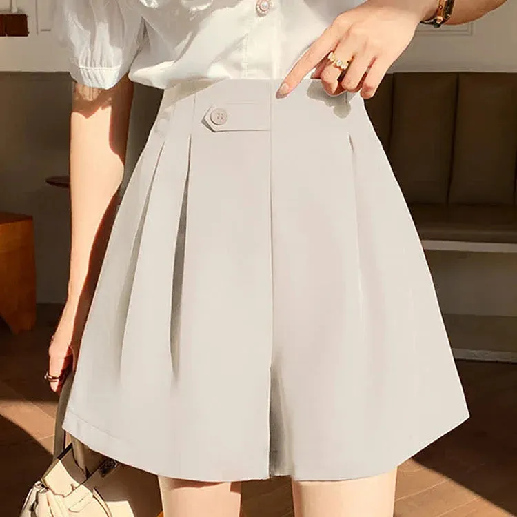 Chic High Waist A-Line Pure Color Shorts