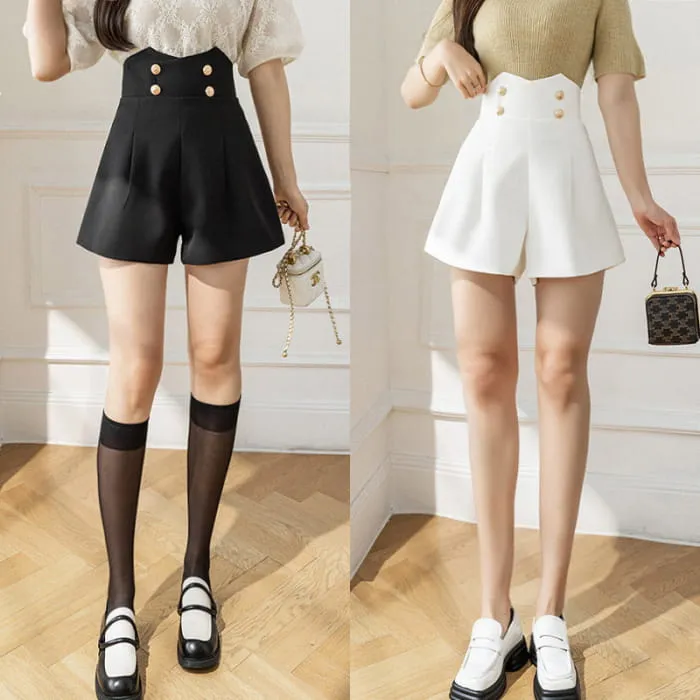 Chic High Waist Buttons Casual Shorts