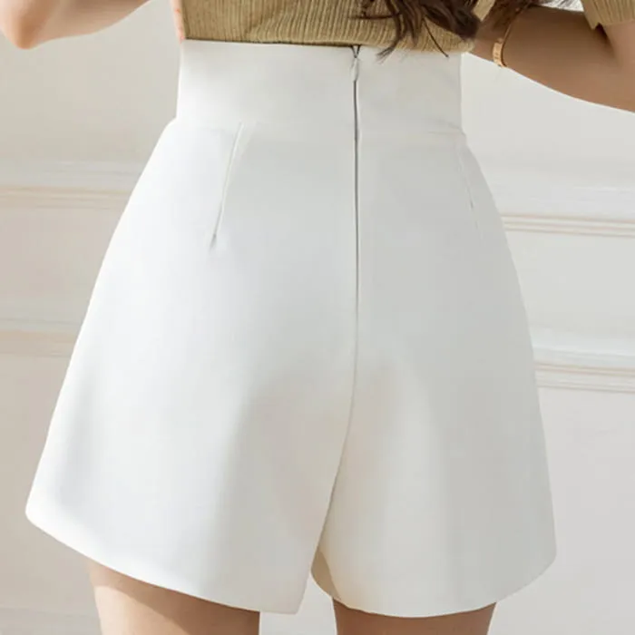 Chic High Waist Buttons Casual Shorts