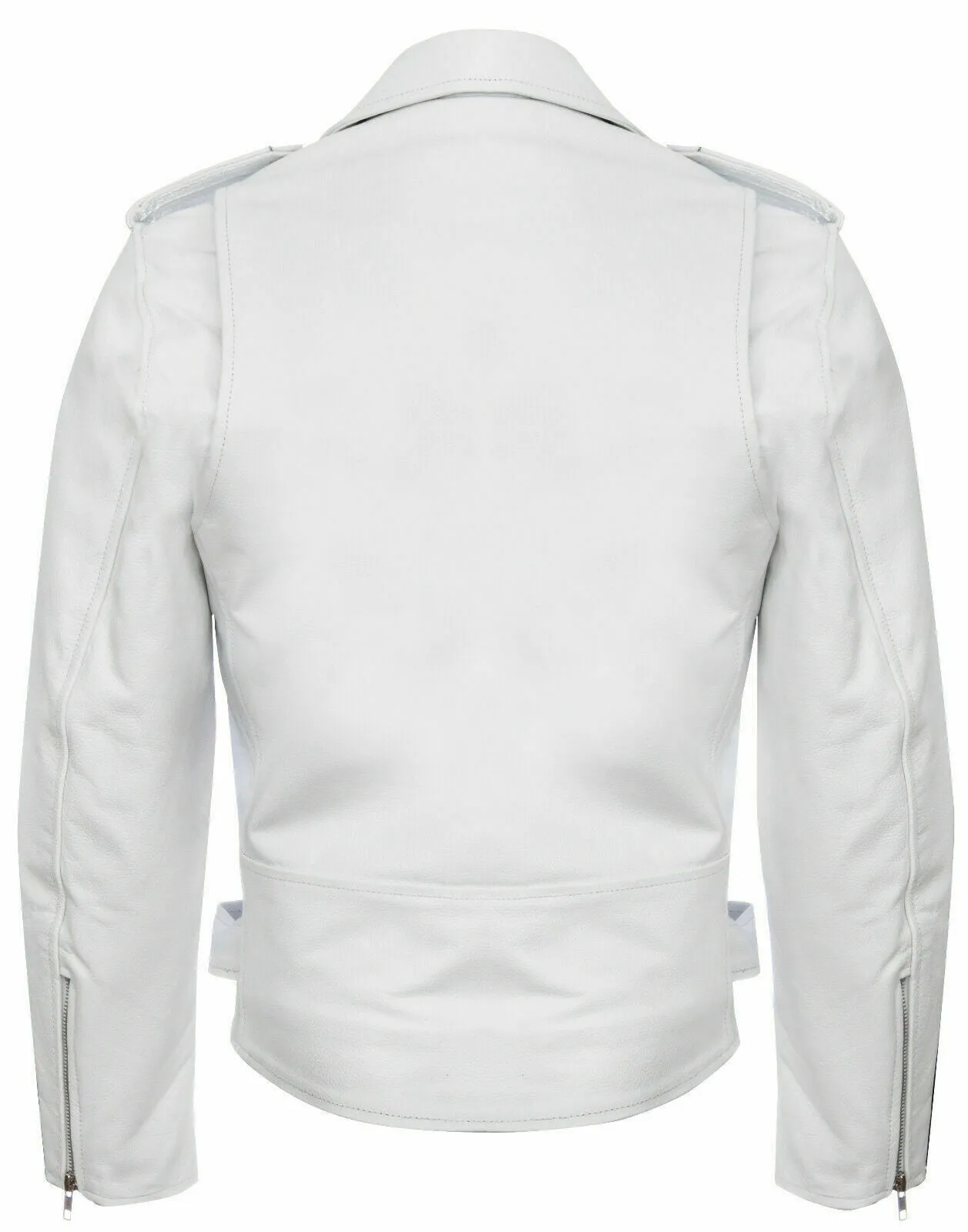 Classic Brando Biker White Mild Cowhide Leather Jacket 113