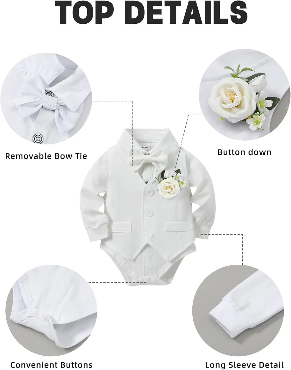 Coco&RARA Baby Boy Clothes Suits Infant Tuxedo Gentleman Outfits, Formal Dress Shirt Vest Corsage tie Pants Baby Suit Sets