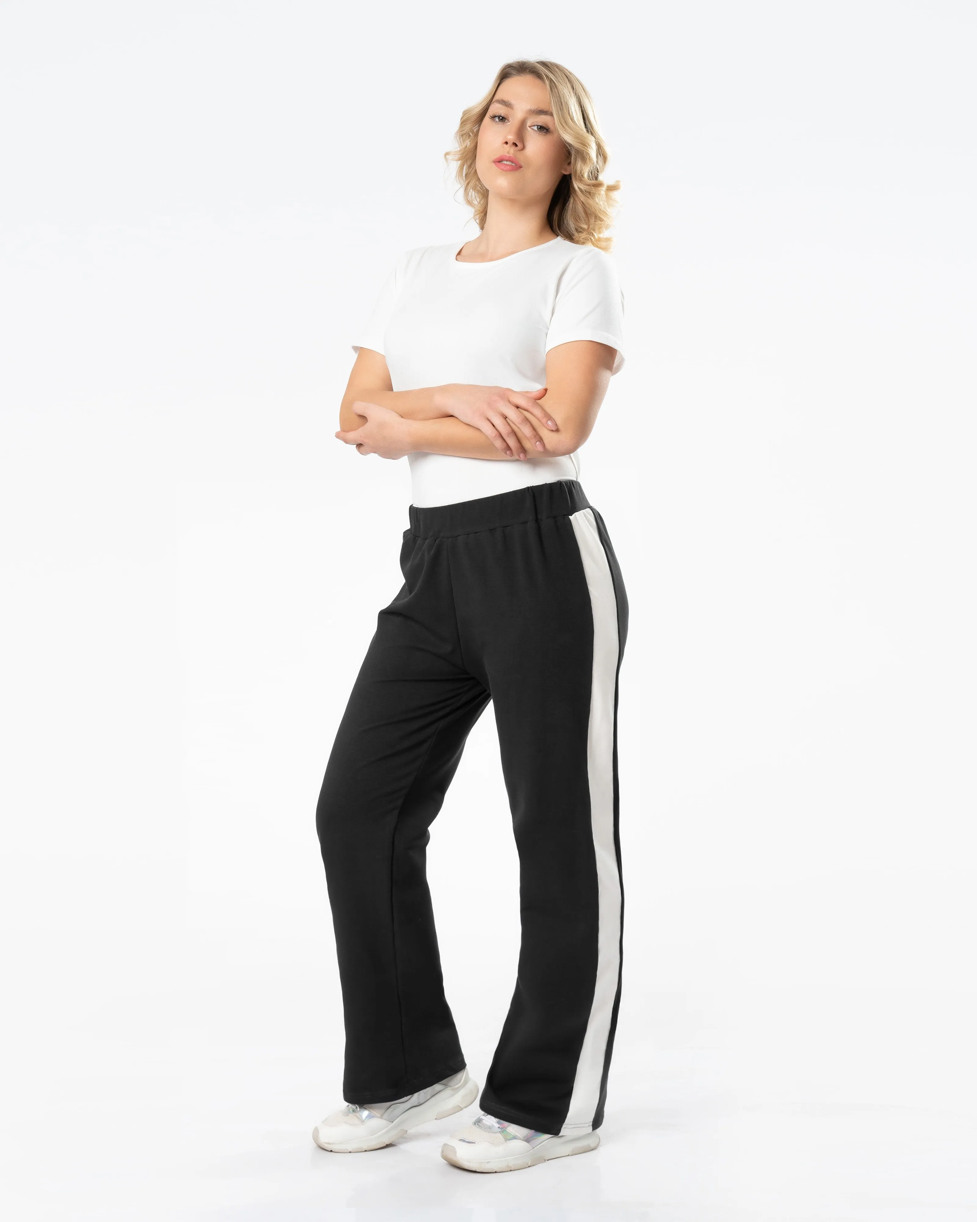 Contrast Side Wide Leg Sweatpants