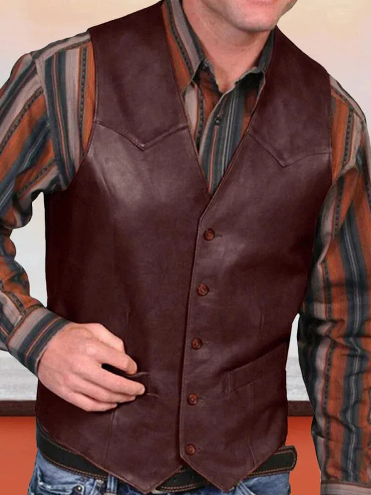 Coofandy Vintage PU Vest