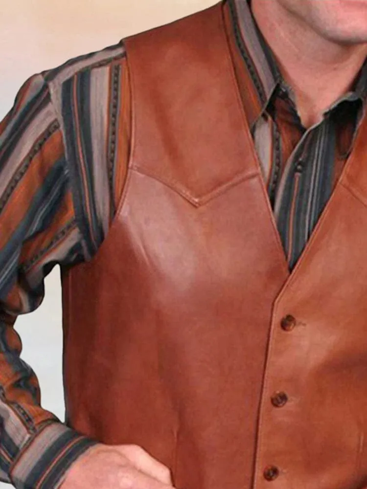 Coofandy Vintage PU Vest