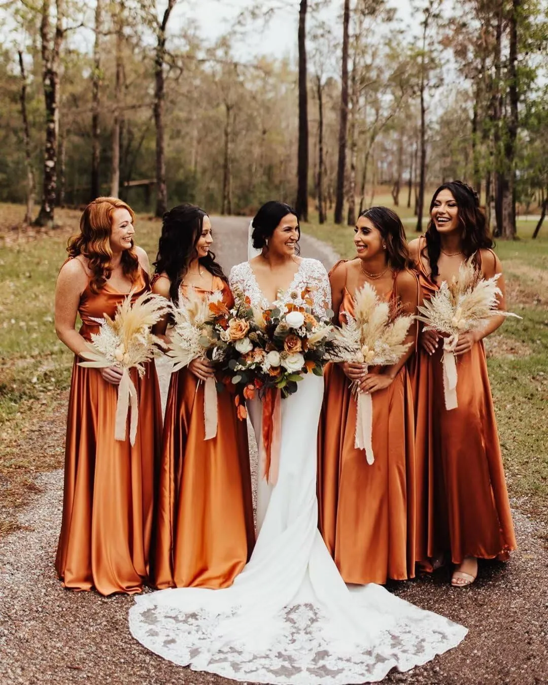 Cowl Neck Satin Bridesmaid Dresses with Slit Long Prom Dress for Women Formal Evening Gown with Pockets