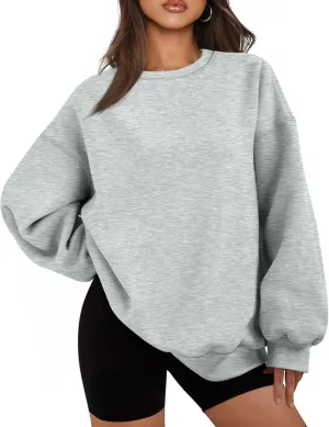 Crewneck Sweatshirts Women Preppy Fleece Plain Oversized Hoodie Trendy Aesthetic Hoodies Winter Crew Neck Sweatshirt