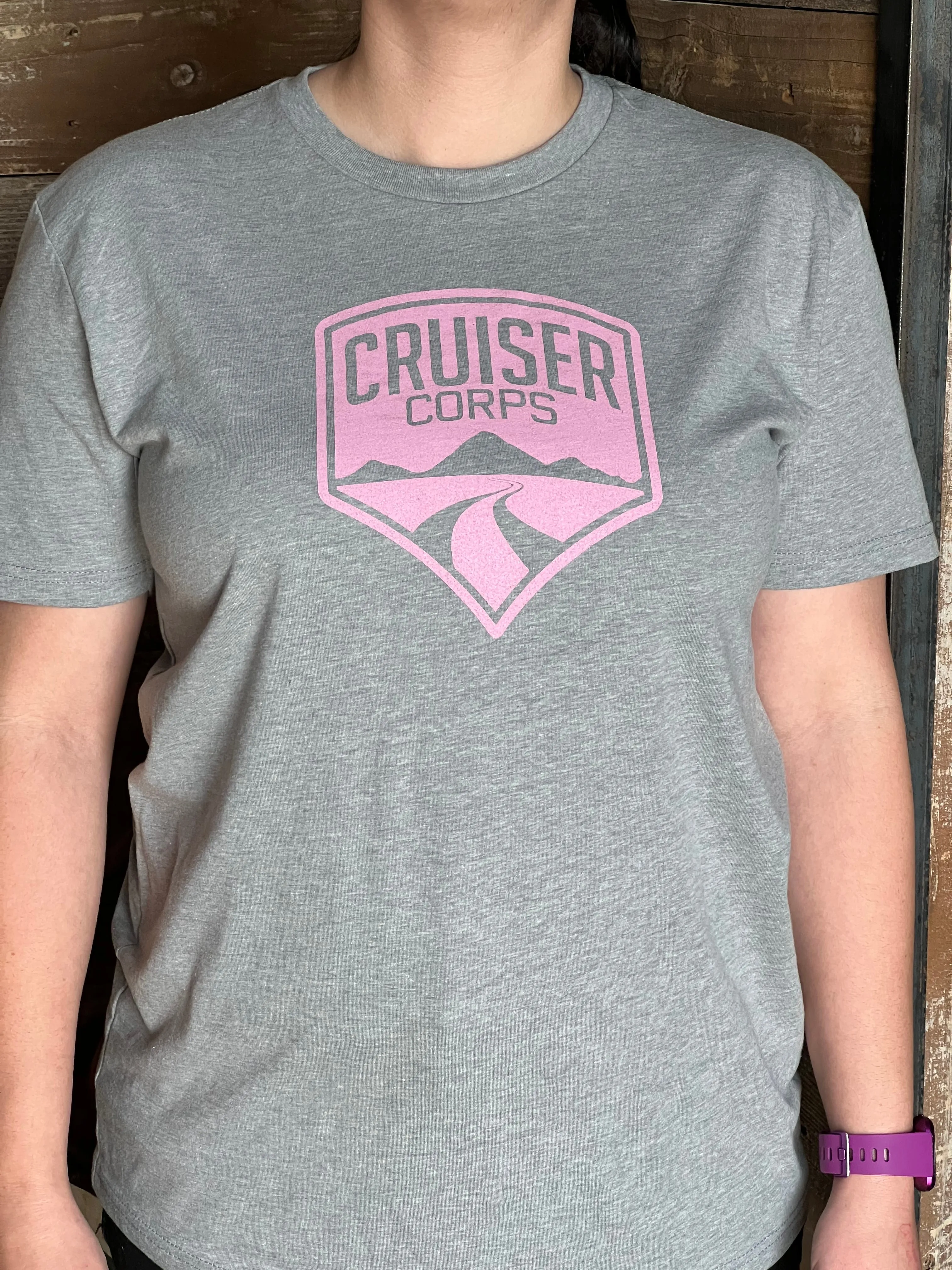 Cruiser Corps Shirt - Light Grey with Pink Logo - FJ40, FJ45, FJ55, FJ60, FJ62, FJ80, FJ Cruiser, BJ 1958-2021