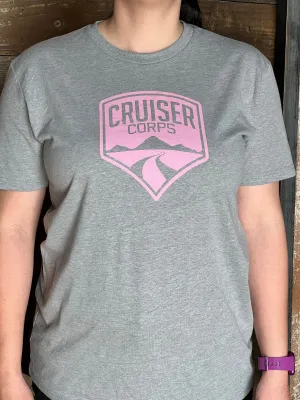 Cruiser Corps Shirt - Light Grey with Pink Logo - FJ40, FJ45, FJ55, FJ60, FJ62, FJ80, FJ Cruiser, BJ 1958-2021