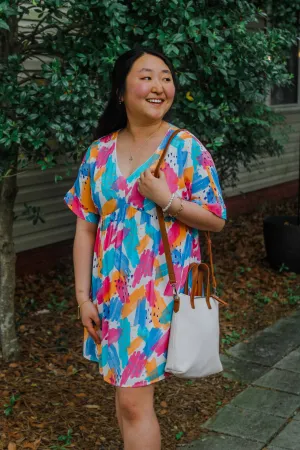 Curvy Emily Lined Multi Color Dress