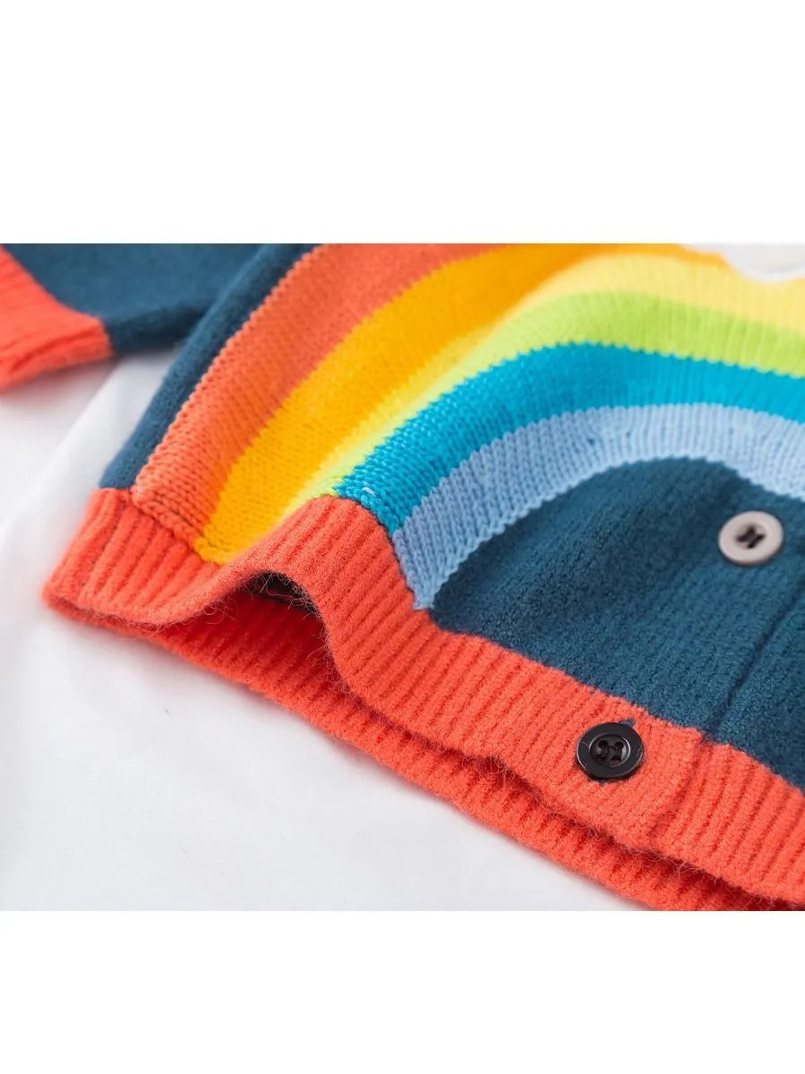 Cute Cloud Rainbow Top Crochet Cardigan Baby Girls Kids Knitwear