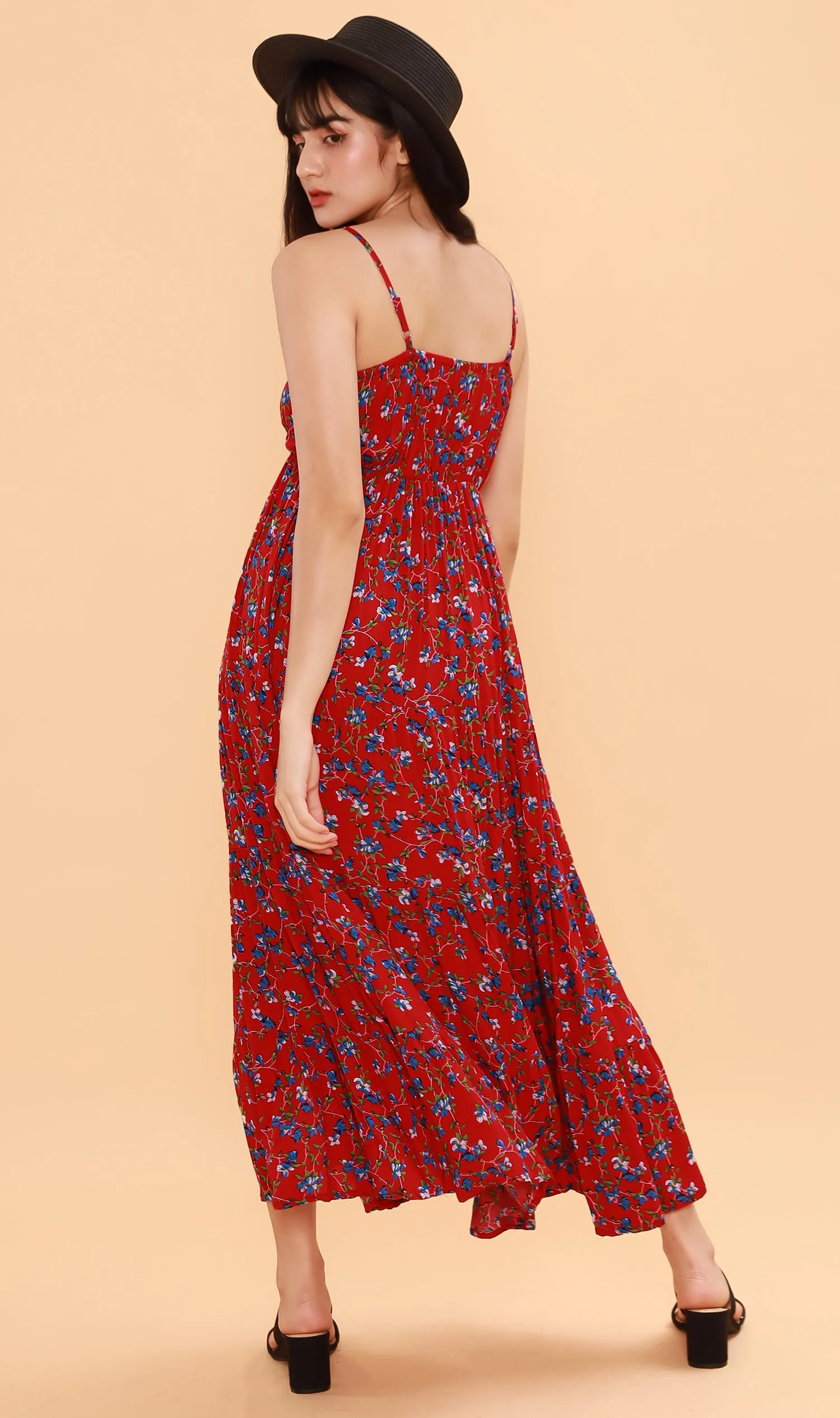 DAHLIA Floral Flowy Dress (Red)