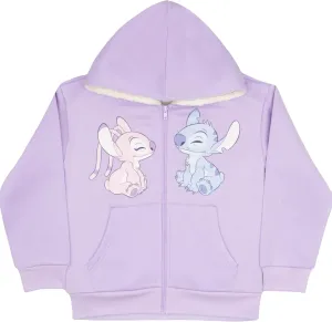 Disney Lilo & Stitch, Minnie Mouse Girls Sherpa Zip-Up Hoodie Graphic Print Design Hooded Sweatshirt for Kids & Toddlers