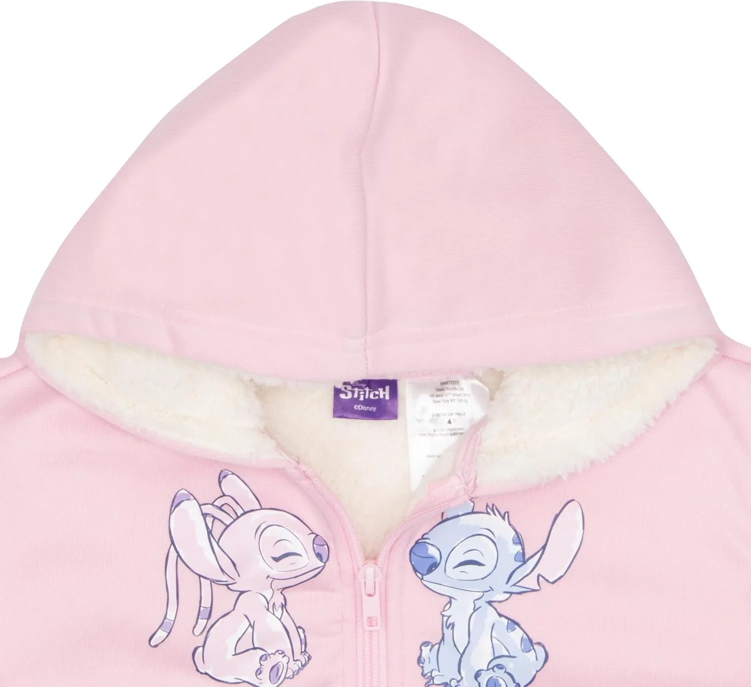 Disney Lilo & Stitch, Minnie Mouse Girls Sherpa Zip-Up Hoodie Graphic Print Design Hooded Sweatshirt for Kids & Toddlers