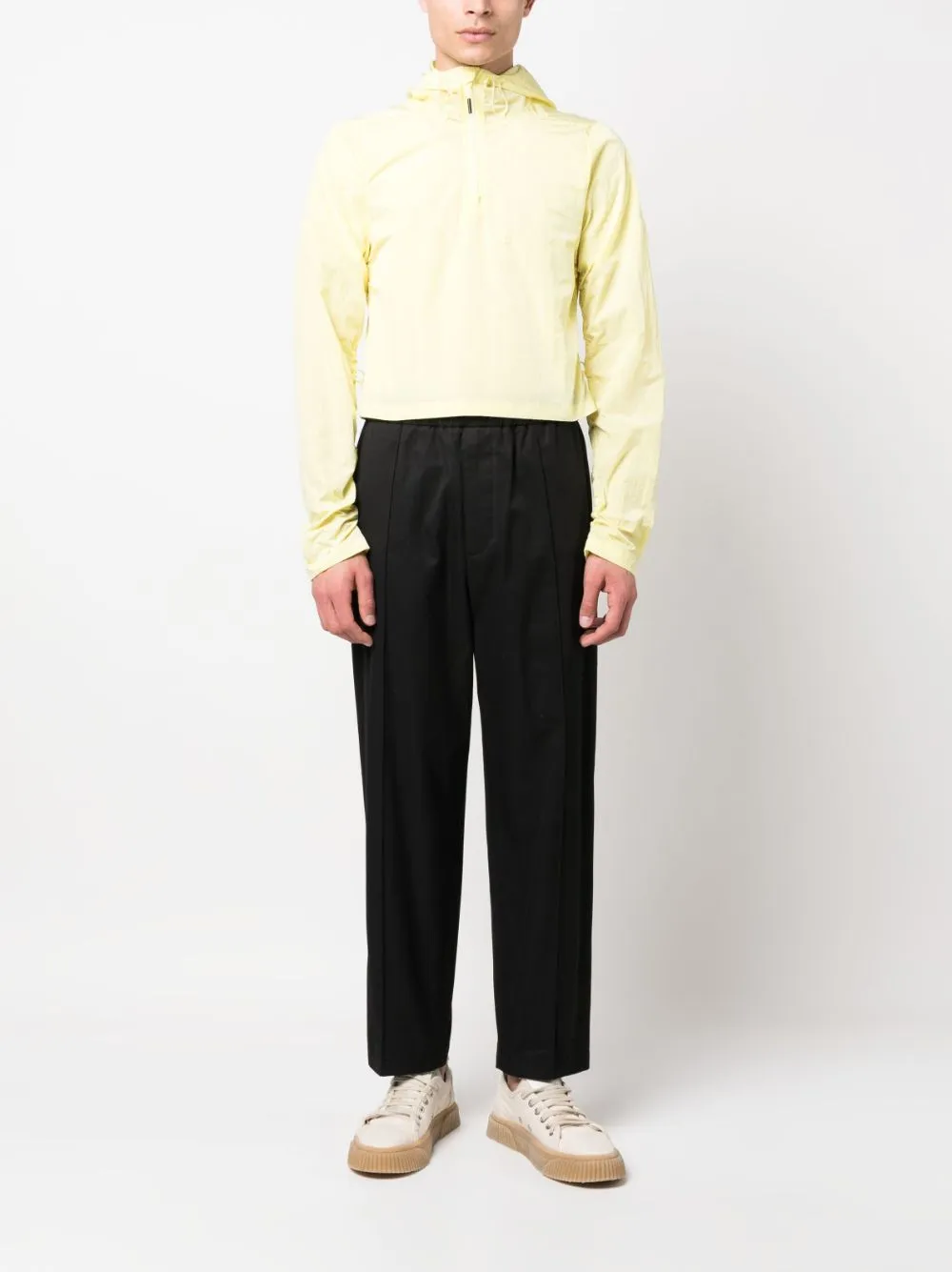 drawstring cropped hooded jacket