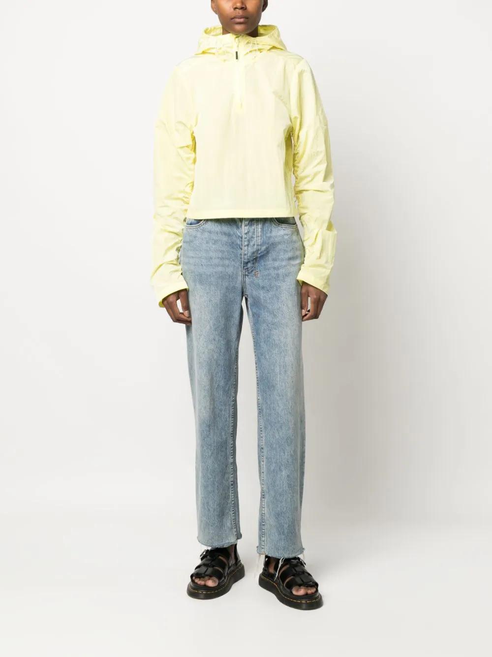 drawstring cropped hooded jacket