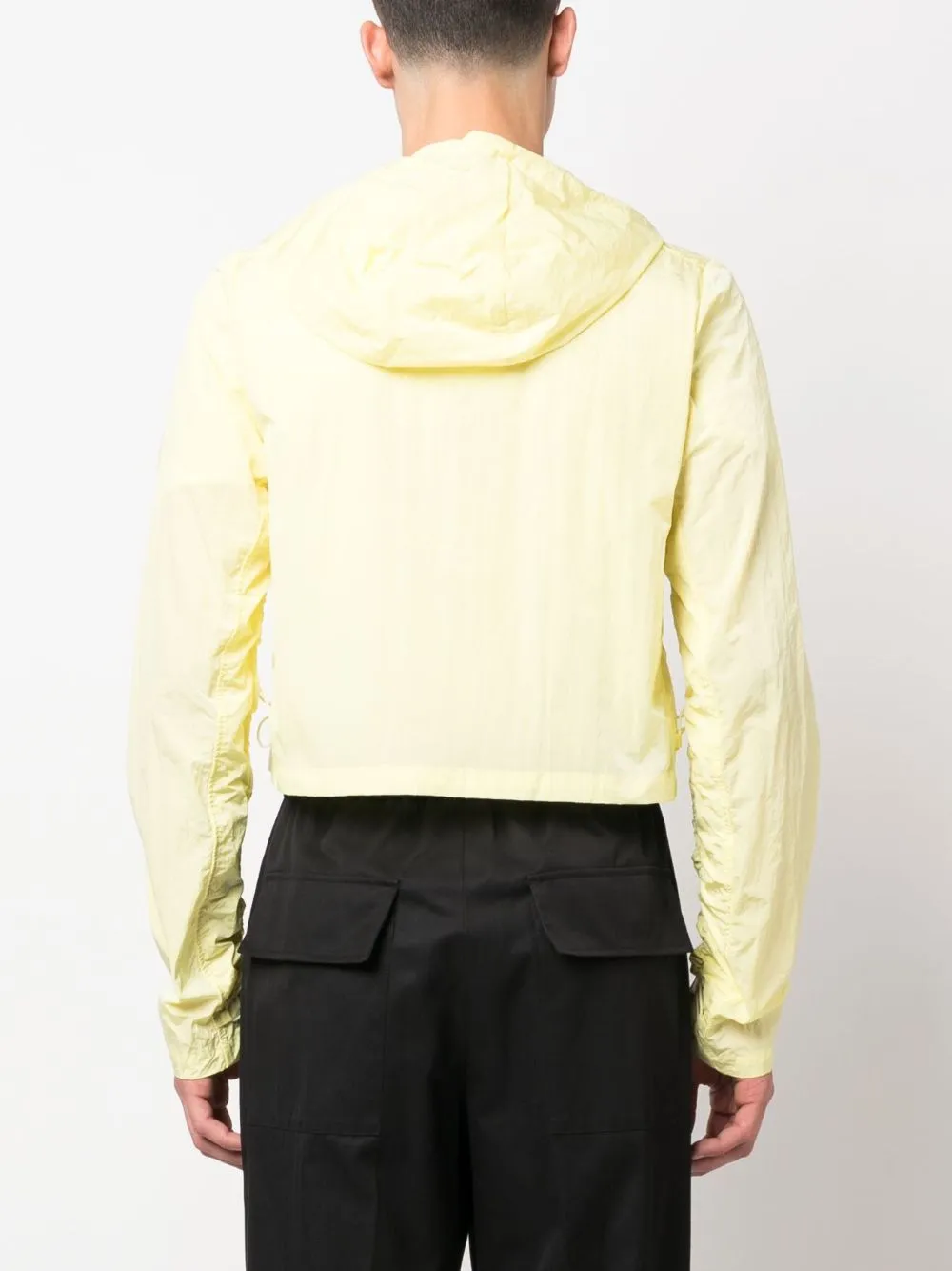 drawstring cropped hooded jacket