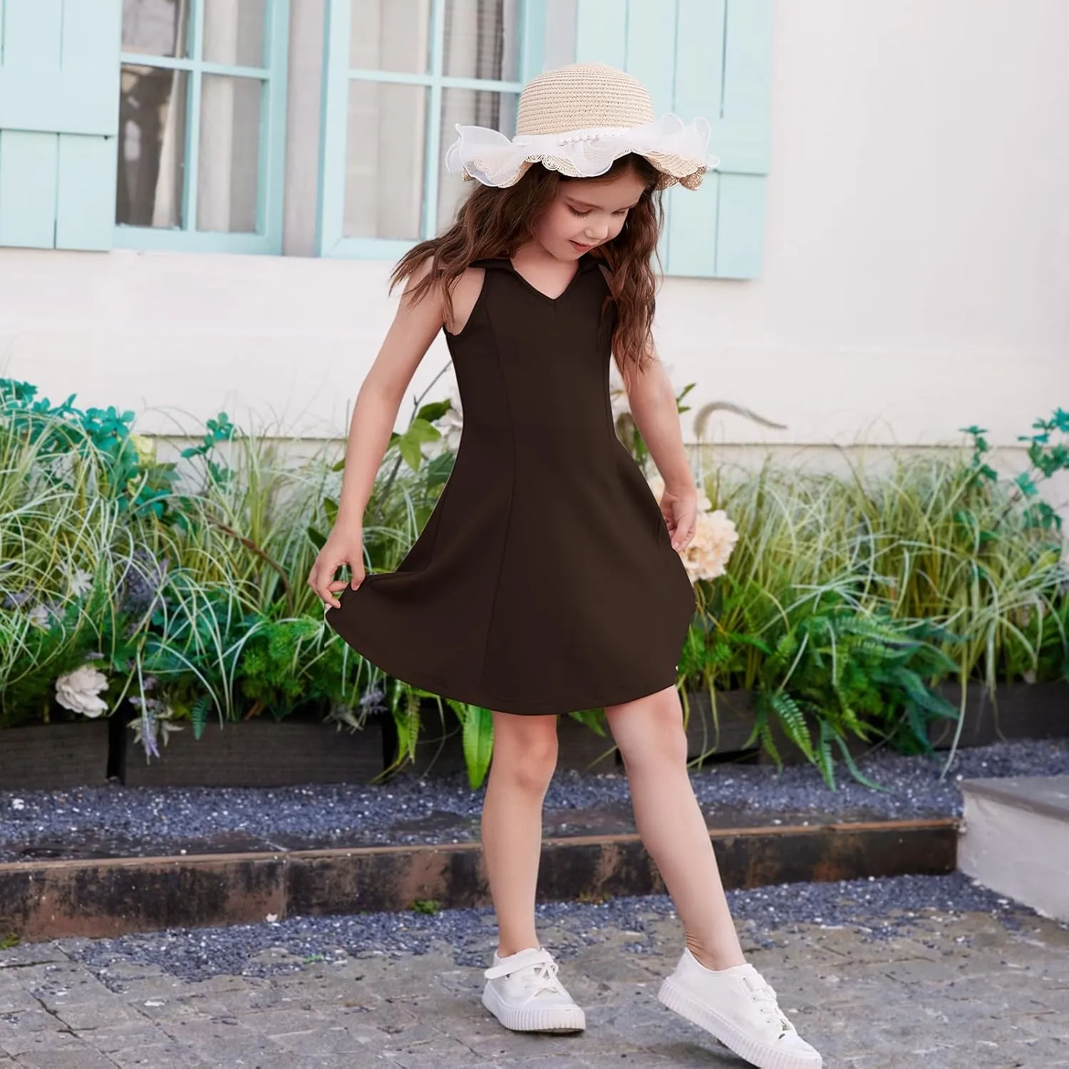 DREAM BUS Baby Girls Sleeveless Dress Toddler Girls Summer Dress A-Line Holiday Sundress for Little Girls Toddler Beach Dress