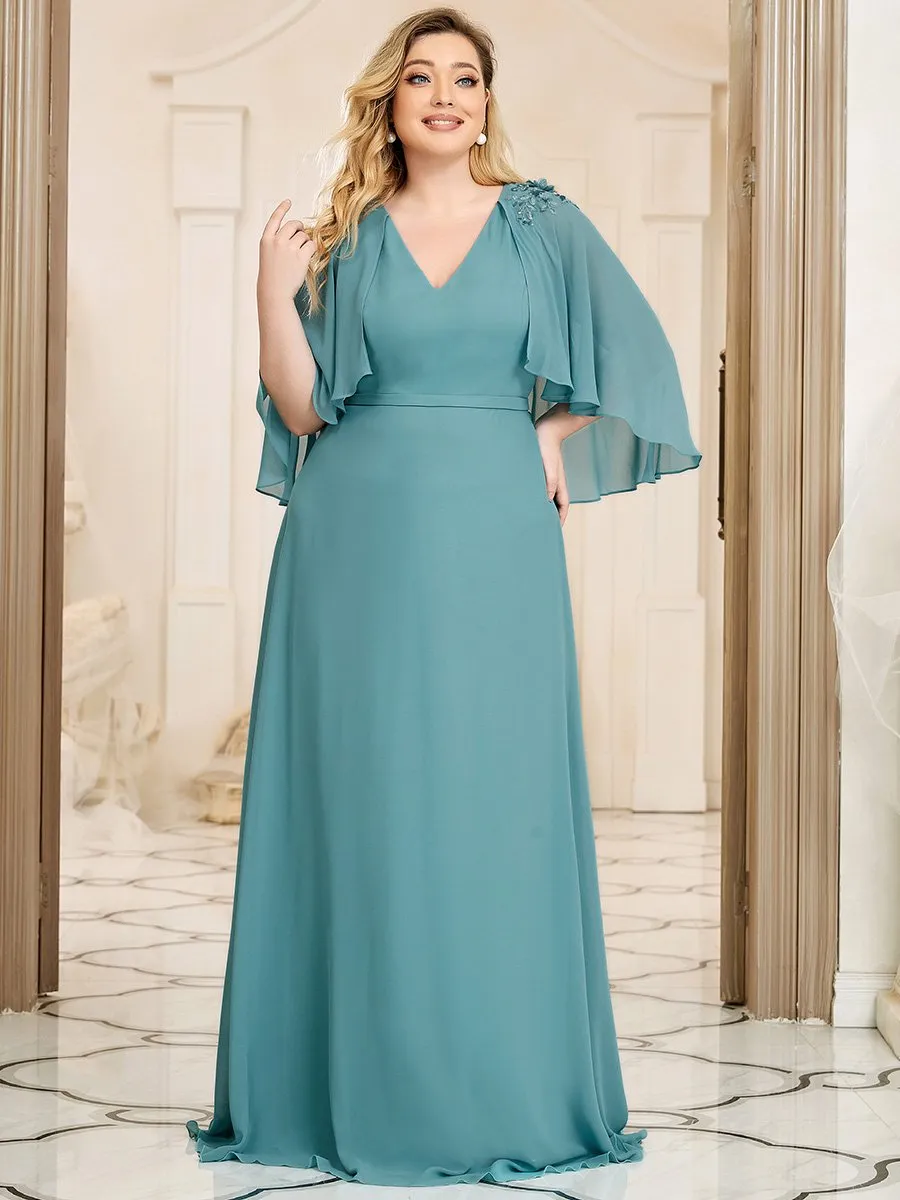 Elegant Plus Size Floor Length Bridesmaid Dresses with Wraps EP00638