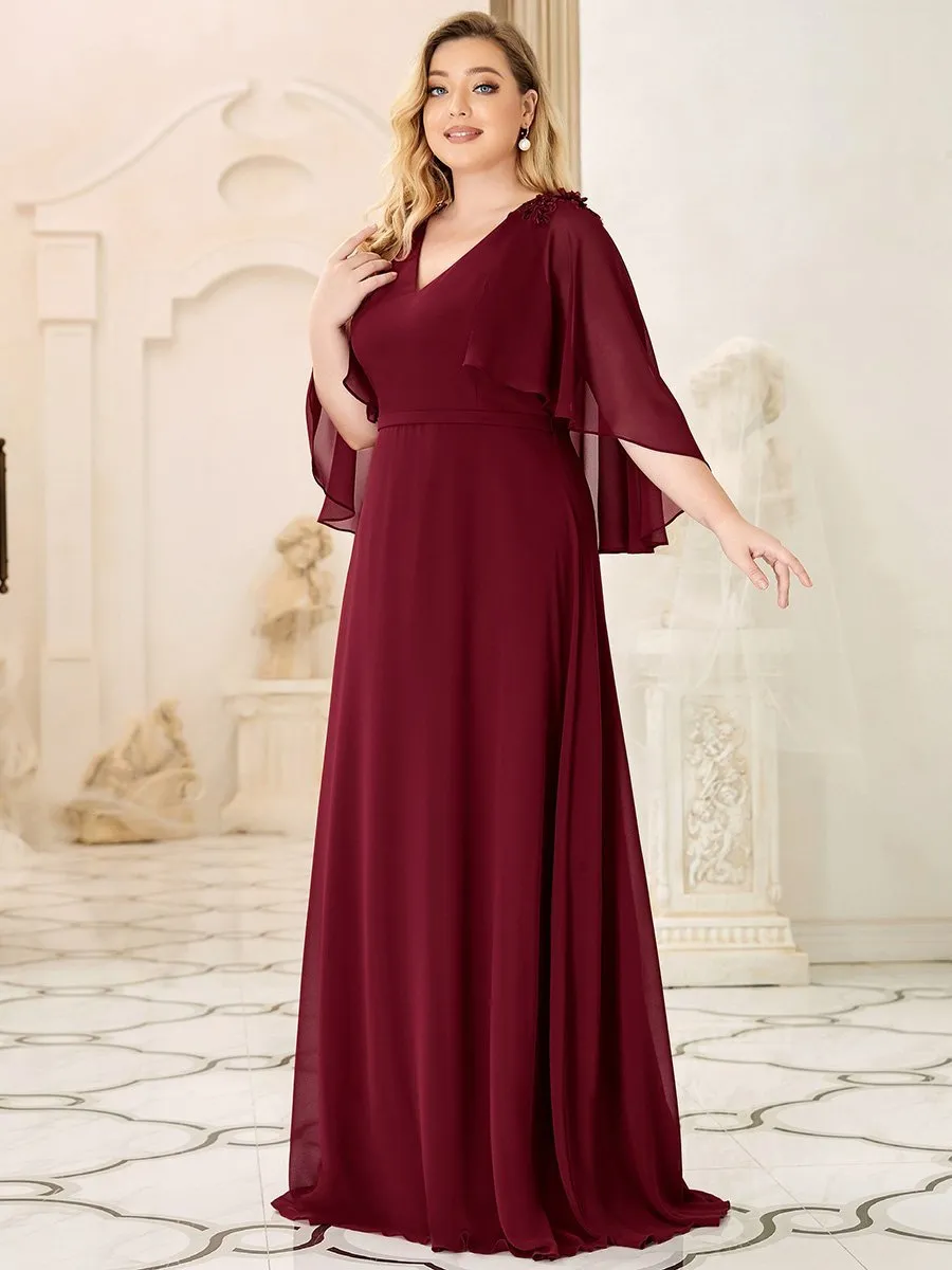 Elegant Plus Size Floor Length Bridesmaid Dresses with Wraps EP00638