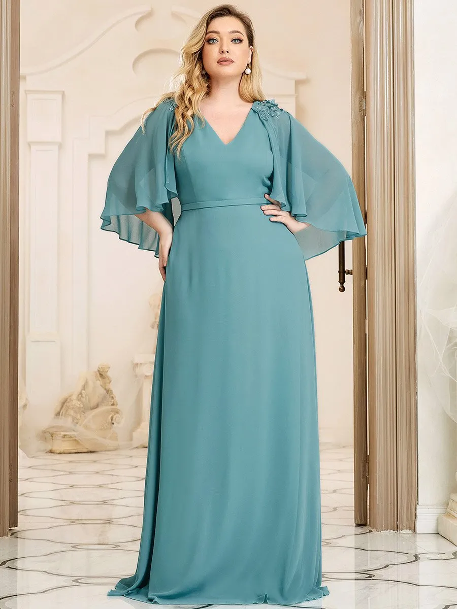 Elegant Plus Size Floor Length Bridesmaid Dresses with Wraps EP00638