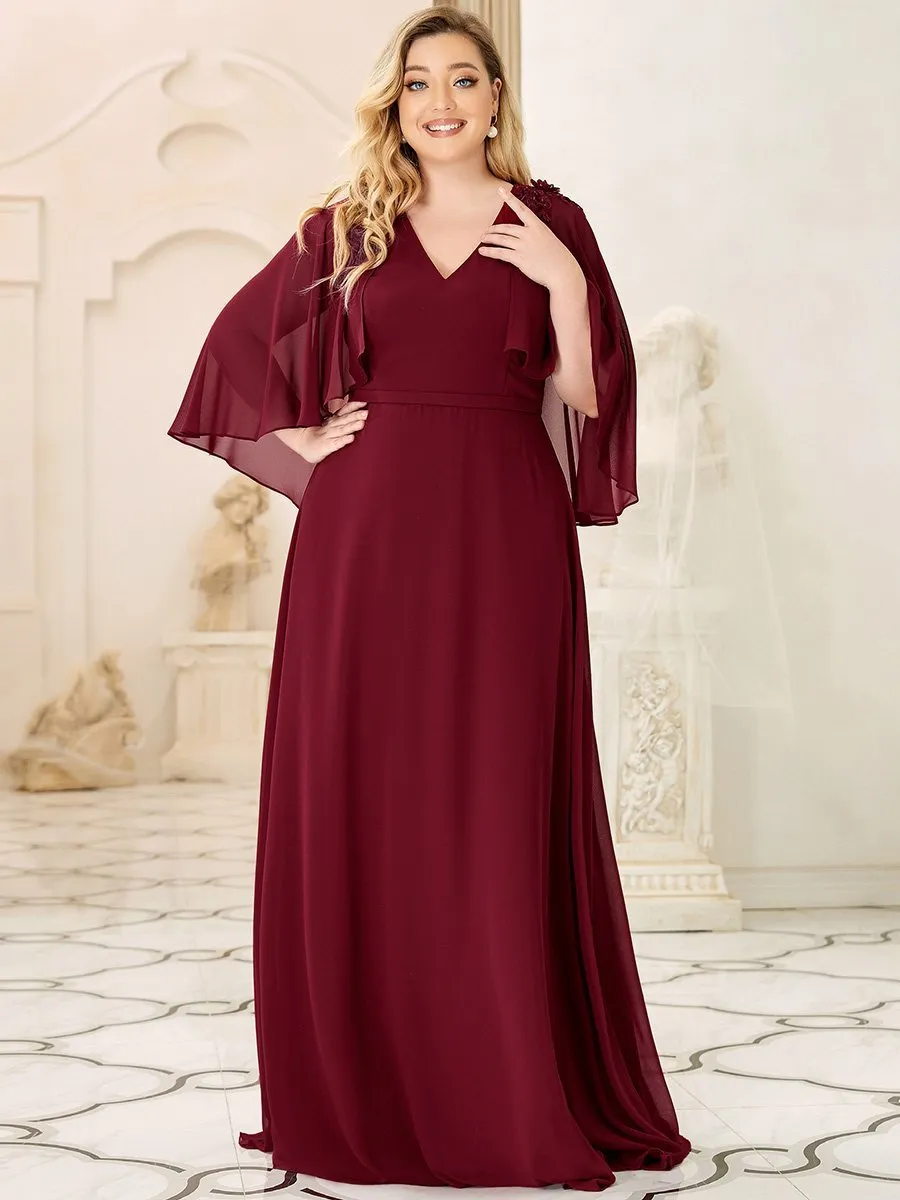 Elegant Plus Size Floor Length Bridesmaid Dresses with Wraps EP00638