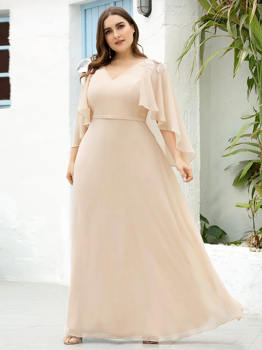 Elegant Plus Size Floor Length Bridesmaid Dresses with Wraps EP00638