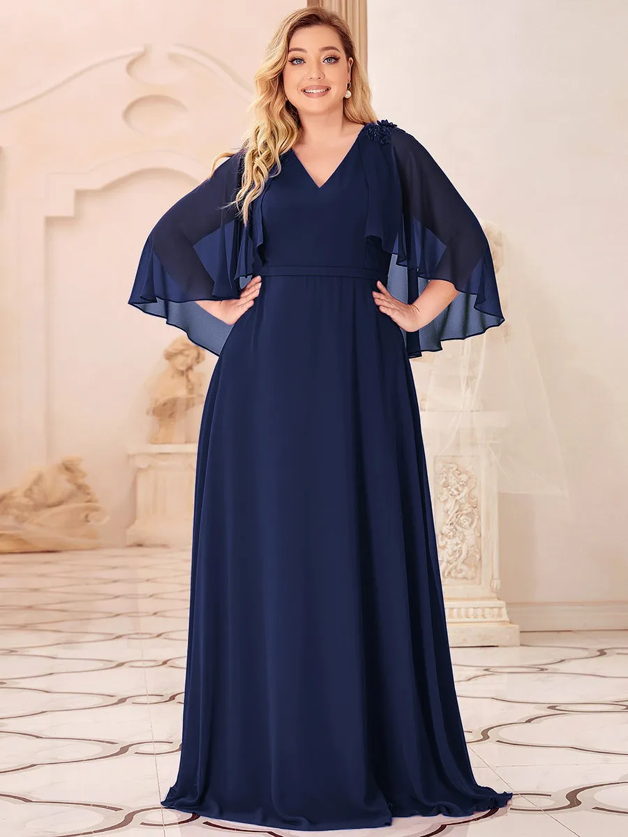 Elegant Plus Size Floor Length Bridesmaid Dresses with Wraps EP00638