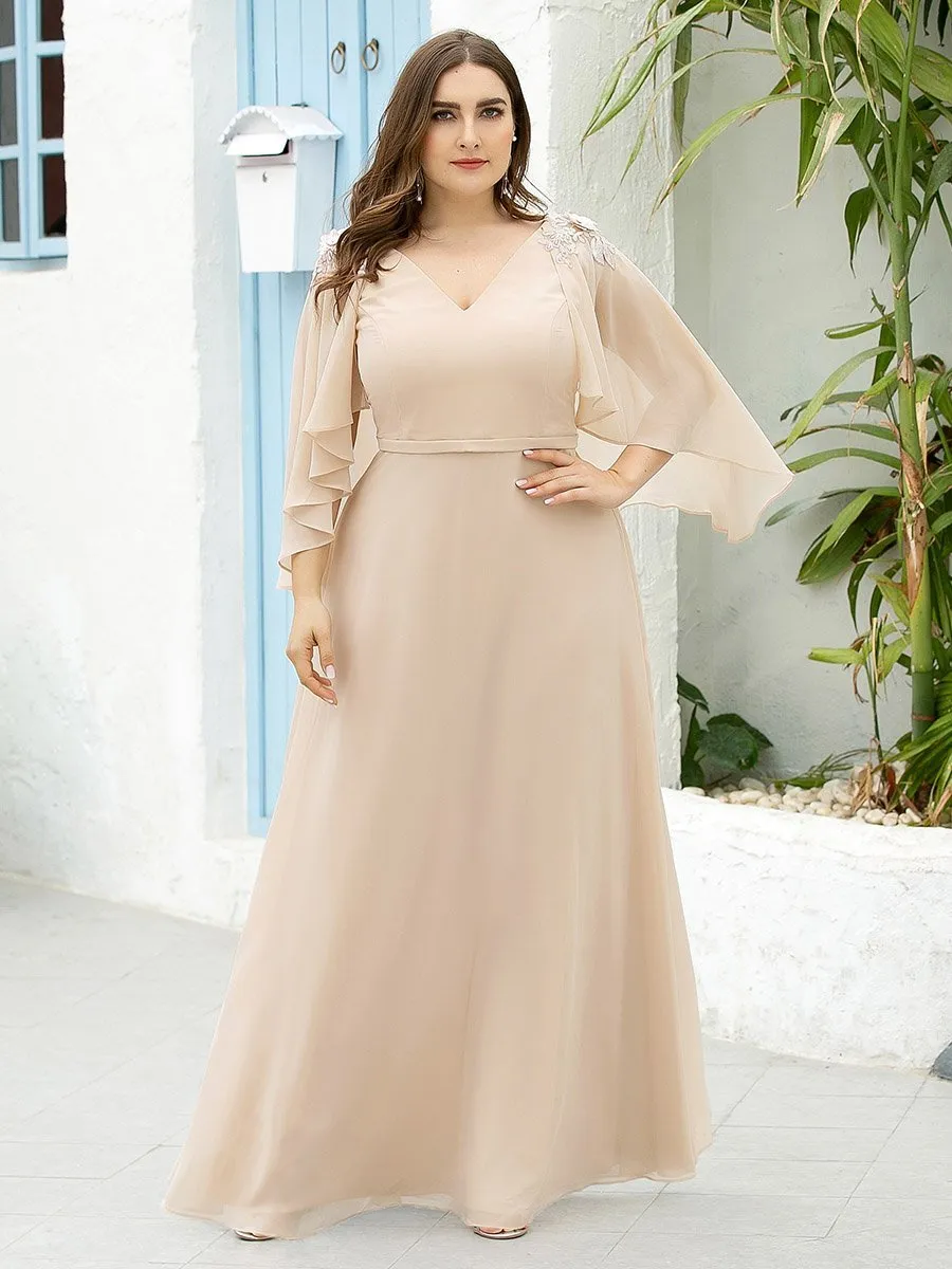 Elegant Plus Size Floor Length Bridesmaid Dresses with Wraps EP00638