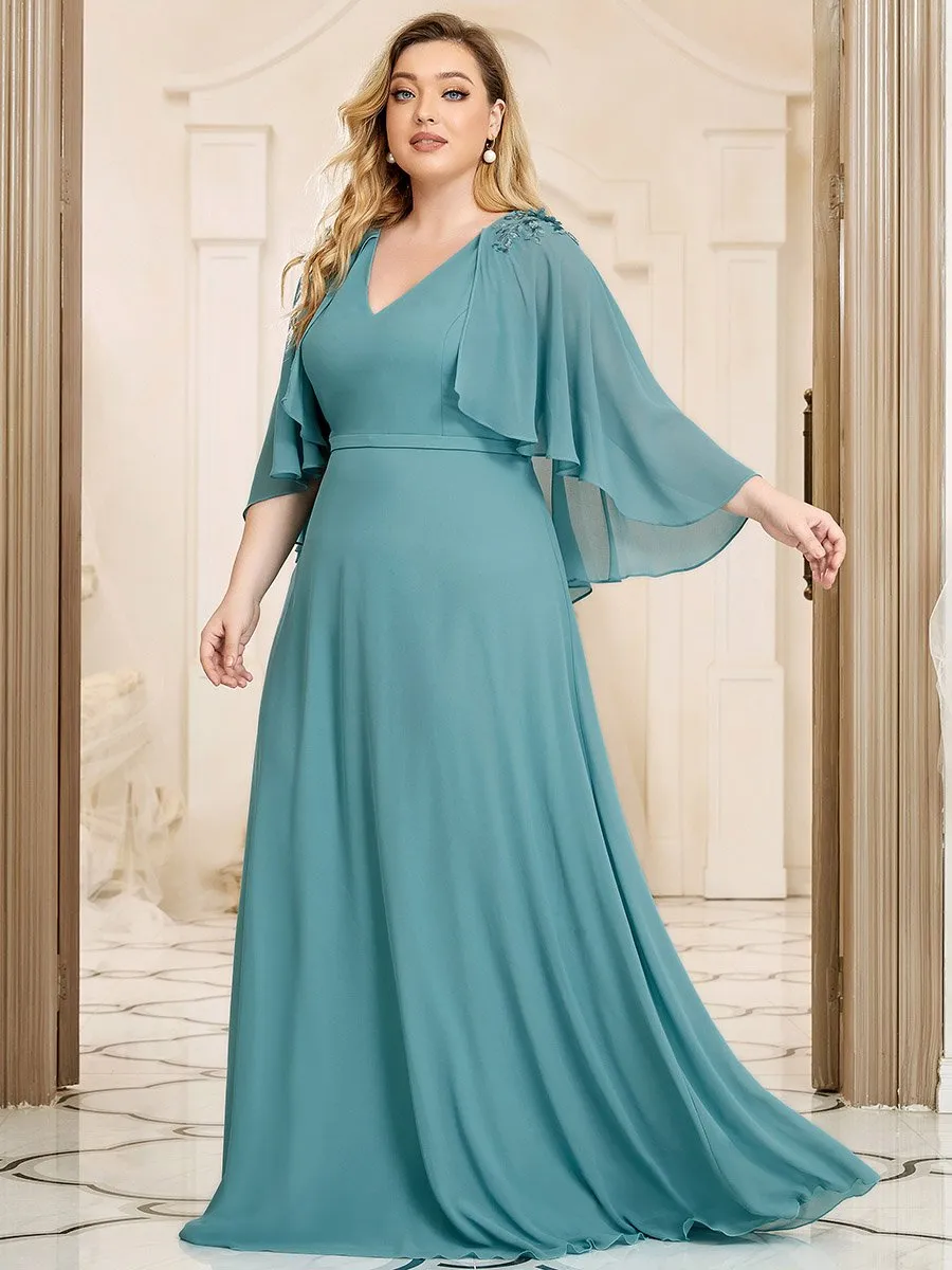 Elegant Plus Size Floor Length Bridesmaid Dresses with Wraps EP00638